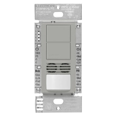 Lutron Maestro Dual Circuit Dual-Tech Motion Sensor Switch, 6A, 120-277V, Single Pole and 3-Way, Neutral Required, MS-B202-GR, Gray
