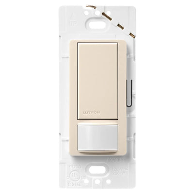 Lutron Maestro Motion Sensor Switch, Ground or Neutral Required, 2A Lighting, 120V, Single Pole, MS-OPS2-LA, Light Almond