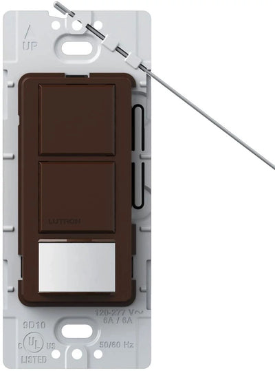 Lutron Maestro Dual Circuit Motion Sensor Switch, 6A Light/4.4A Fan, 120-277V, Dual Single Pole, Ground or Neutral required, MS-OPS6-DDV-BR, Brown