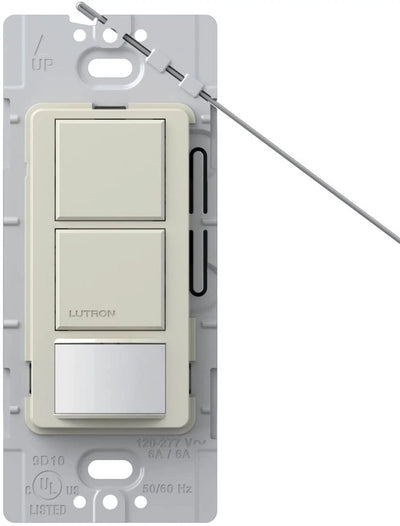 Lutron Maestro Dual Circuit Motion Sensor Switch, 6A Light/4.4A Fan, 120-277V, Dual Single Pole, Ground or Neutral Req'd, MS-OPS6-DDV-LA, Light Almond