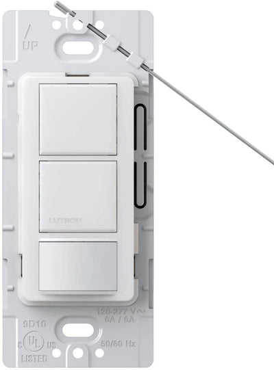 Lutron Maestro Dual Circuit Motion Sensor Switch, 6A Light/4.4A Fan, 120-277V, Dual Single Pole, Ground or Neutral Required, MS-OPS6-DDV-SW, Snow