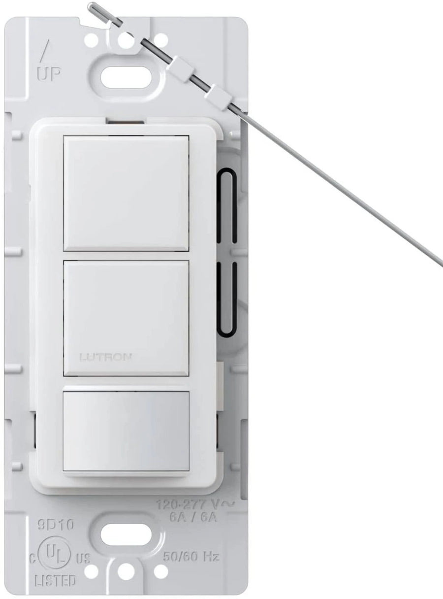 Lutron Maestro Dual Circuit Motion Sensor Switch, 6A Light/4.4A Fan, 120-277V, Dual Single Pole, Ground or Neutral Required, MS-OPS6-DDV-SW, Snow