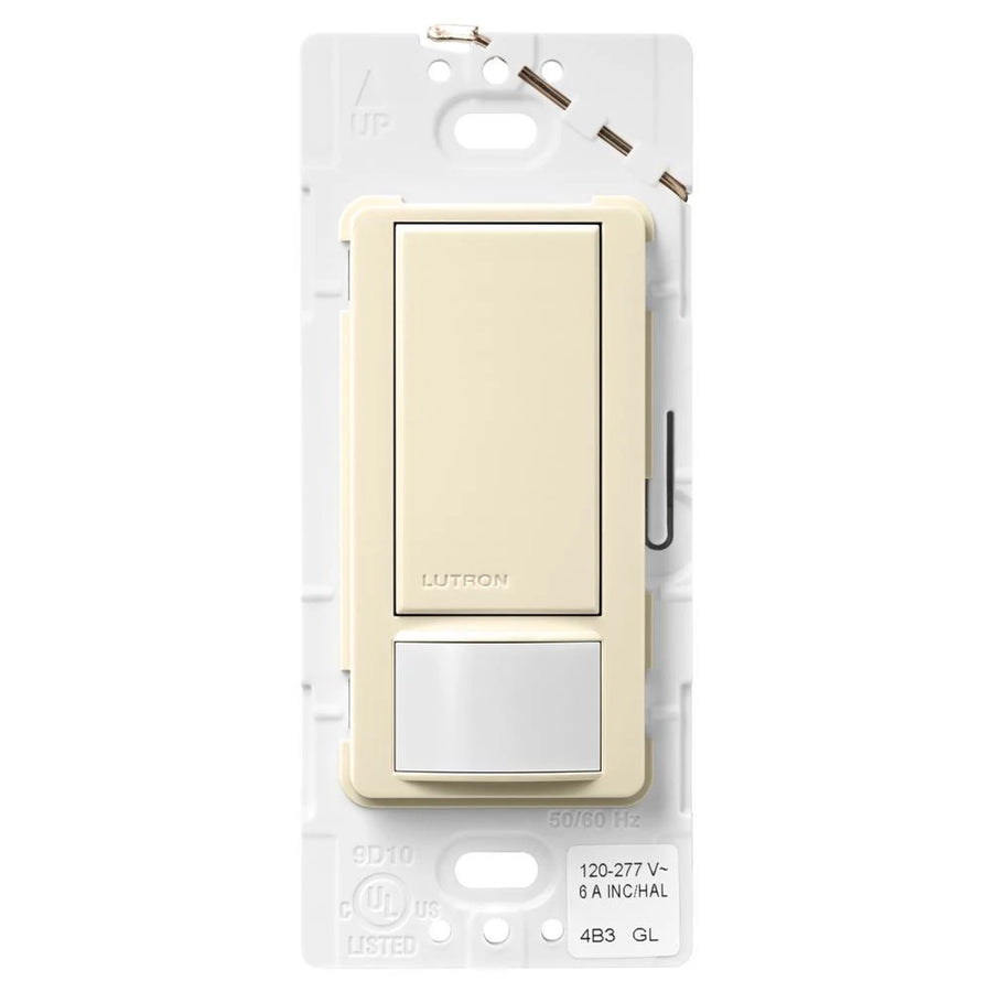 Lutron Maestro Motion Sensor Switch, Ground or Neutral Required, 6A Light, 3A Fan, 120-277V, Single/Multi-Location, MS-OPS6M2-DV-AL, Almond