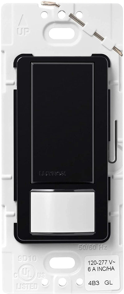 Lutron Maestro Motion Sensor Switch, Ground or Neutral Required, 6A Light, 3A Fan, 120-277V, Single/Multi-Location, MS-OPS6M2-DV-BL, Black