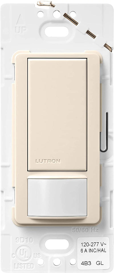 Lutron Maestro Motion Sensor Switch, Ground or Neutral Required, 6A Light, 3A Fan, 120-277V, Single/Multi-Location, MS-OPS6M2-DV-LA, Light Almond