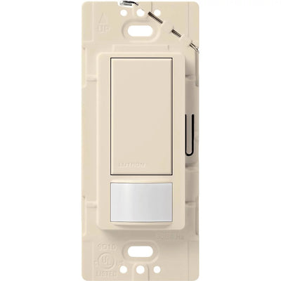 Lutron Maestro Motion Sensor Switch, Vacancy Only, Ground or Neutral Required, 2A Lighting, 120V, Single Pole, MS-VPS2-AL, Almond