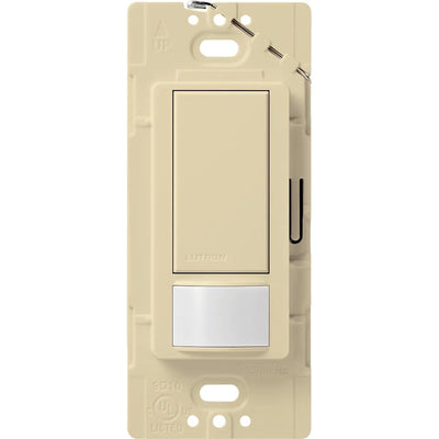 Lutron Maestro Motion Sensor Switch, Vacancy Only, Ground or Neutral Required, 2A Lighting, 120V, Single Pole, MS-VPS2-IV, Ivory
