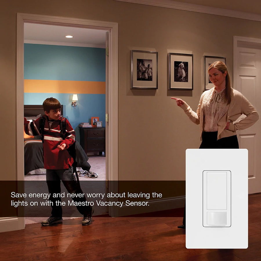 Lutron Maestro Motion Sensor Switch, Vacancy Only, Ground or Neutral Required, 5A Light,3A Fan,120V, Single/Multi-Location, MS-VPS5MH-LA, Light Almond
