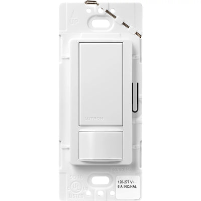 Lutron Maestro Motion Sensor Switch, Vacancy Only, Neutral Optional, 6A Light, 3A Fan, 120-277V, Single/Multi-Location, MS-OPS6M2-DV-WH, White