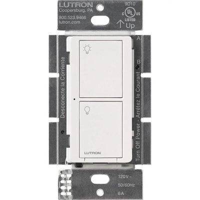 Lutron Caseta Original Smart Switch, 6A Light or 3.6A Fan, Neutral Required, 120V, PD-6ANS-WH, White