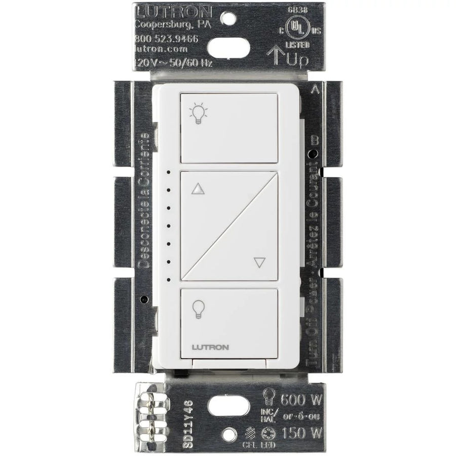 Lutron Caseta Original Smart Dimmer Switch, 150W LED, No Neutral Required, 120V, PD-6WCL-WH, White