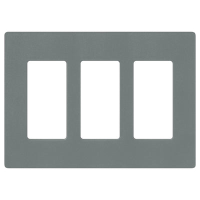 Lutron Claro 3-Gang Wallplate, Satin Finish, Slate, SC-3-SL