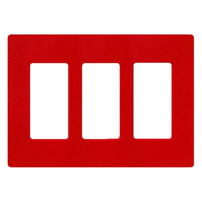 Lutron Claro 3-Gang Wallplate, Satin Finish, Signal Red, SC-3-SR