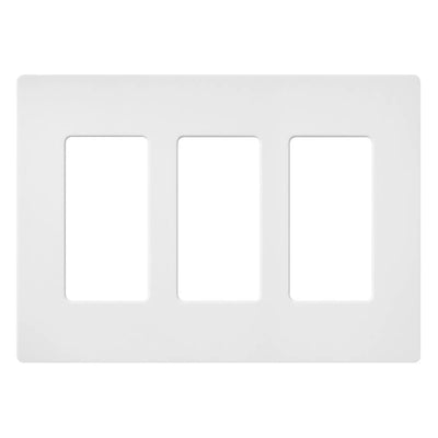 Lutron Claro 3-Gang Wallplate, Satin Finish, Snow, SC-3-SW