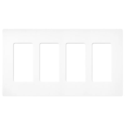 Lutron Claro Wallplate, 4-Gang, Satin Finish, Brilliant White, SC-4-BW