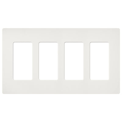 Lutron Claro Wallplate, Four-Gang, Satin Finish, Architectural White, SC-4-RW