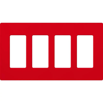 Lutron Claro Wallplate, Four-Gang, Satin Finish, Signal Red, SC-4-SR