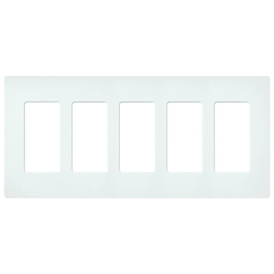 Lutron Claro Wallplate, 5-Gang, Satin Finish, Glacier White, SC-5-GL