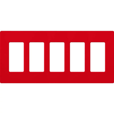 Lutron Claro Wallplate, 5-Gang, Satin Finish, Signal Red, SC-5-SR