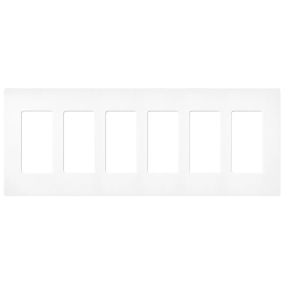 Lutron Claro Wallplate, 6-Gang, Satin Finish, Brilliant White, SC-6-BW