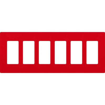 Lutron Claro Wallplate, Six-Gang, Satin Finish, Signal Red, SC-6-SR