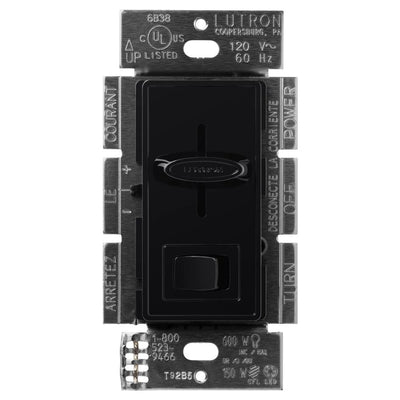 Lutron Skylark LED+ Dimmer Switch, No Neutral Required, 150W LED or 600W Inc/Hal, 120V, Single Pole/3-Way, SCL-153P-BL, Black
