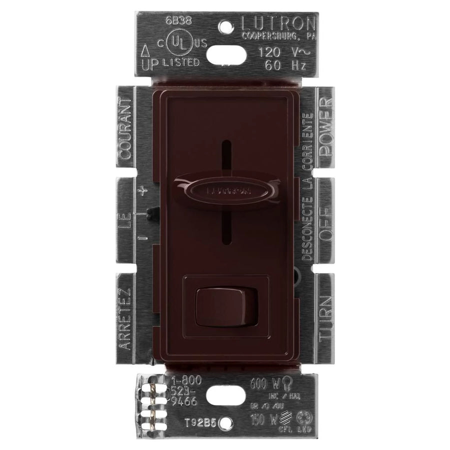 Lutron Skylark LED+ Dimmer Switch, No Neutral Required, 150W LED or 600W Inc/Hal, 120V, Single Pole/3-Way, SCL-153P-BR, Brown
