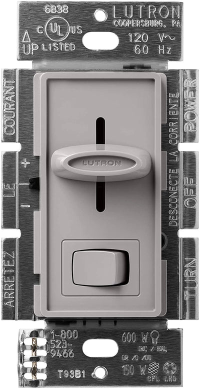 Lutron Skylark LED+ Dimmer Switch, No Neutral Required, 150W LED or 600W Inc/Hal, 120V, Single Pole/3-Way, SCL-153P-GR, Gray