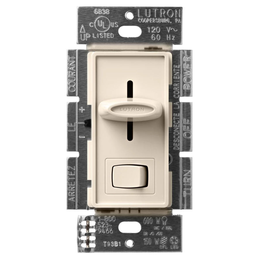 Lutron Skylark LED+ Dimmer Switch, No Neutral Required, 150W LED or 600W Inc/Hal, 120V, Single Pole/3-Way, SCL-153P-LA, Light Almond