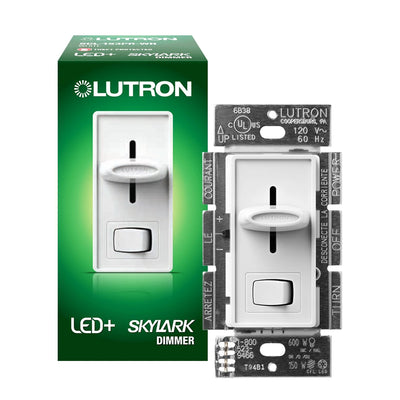 Lutron Skylark LED+ Dimmer Switch, No Neutral Required, 150W LED or 600W Inc/Hal, 120V, Single Pole/3-Way, SCL-153P-WH, White