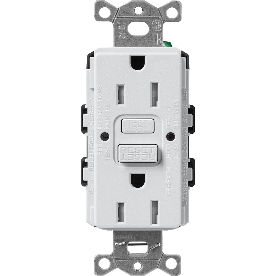 Lutron Claro Tamper-Resistant GFCI Duplex Receptacle, 15A, 125V, Self-Testing, Mist, SCR-15-GFST-MI