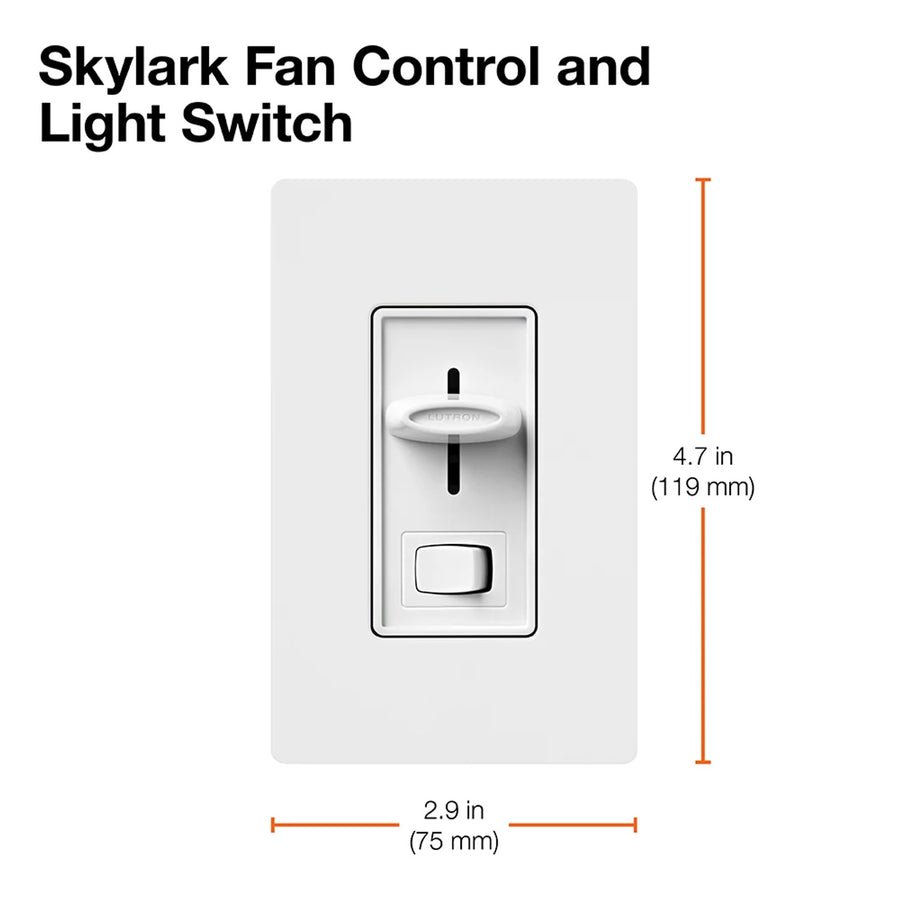 Lutron Skylark Quiet Dual Light/Fan Control, 360W Light, 1.5A Fan, 120V, Brown, SFSQ-LF-BR