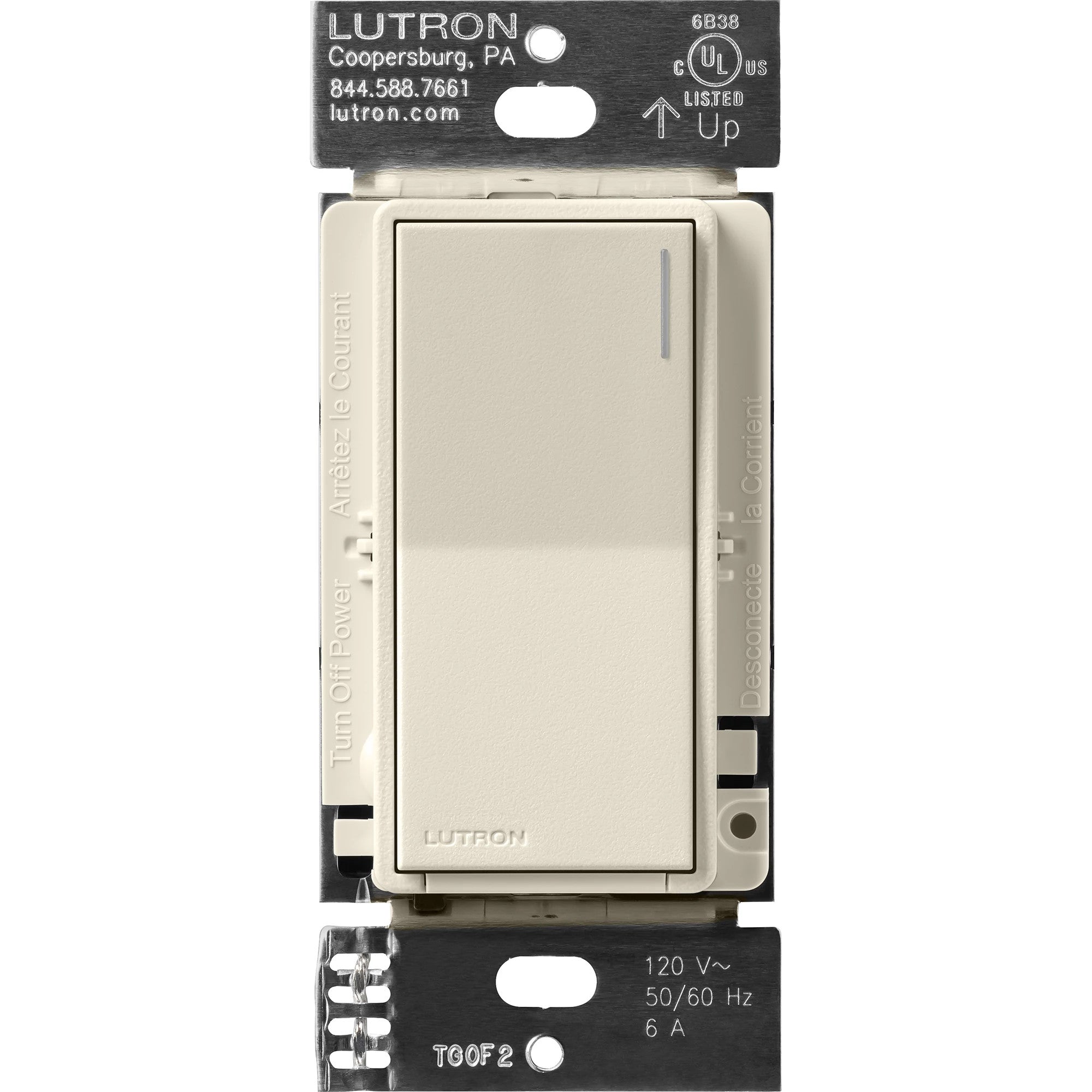 Lutron Sunnata On/Off Switch, 6A Lighting or 3A 1/10HP Motor, Single P ...