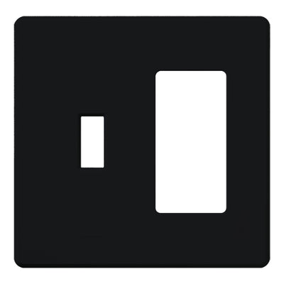 Lutron Fassada 2-Gang Combination Traditional/Designer Wallplate, Black, FG-2-TD-BL