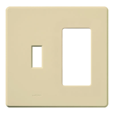 Lutron Fassada 2-Gang Combination Traditional/Designer Wallplate, Ivory, FG-2-TD-IV