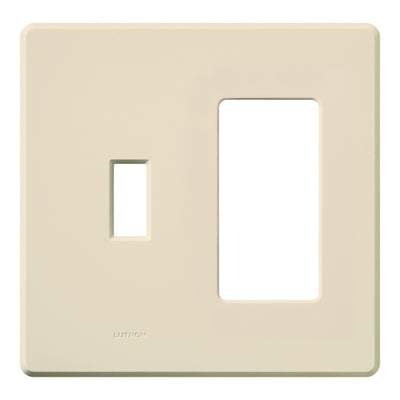 Lutron Fassada 2-Gang Combination Traditional/Designer Wallplate, Light Almond, FG-2-TD-LA