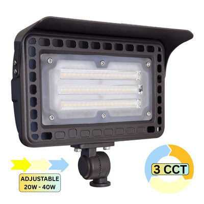 ABBA Lighting FLACCT40 Integrated CCT Selectable Aluminum Flood Light, 20–40W Adjustable, 12V AC/DC, FLACCT40