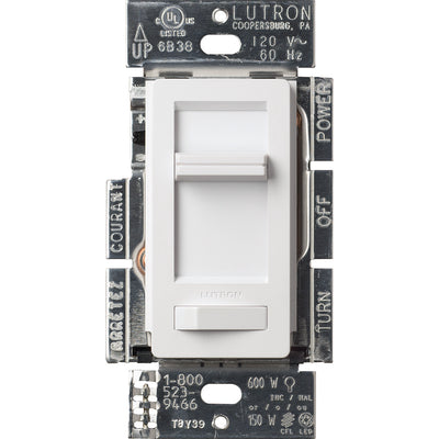 Lutron Lumea LED+ Dimmer Switch, No Neutral Required, 150W LED or 600W Inc/Hal, 120V, Single Pole/3-Way, LECL-153PH-WH, White