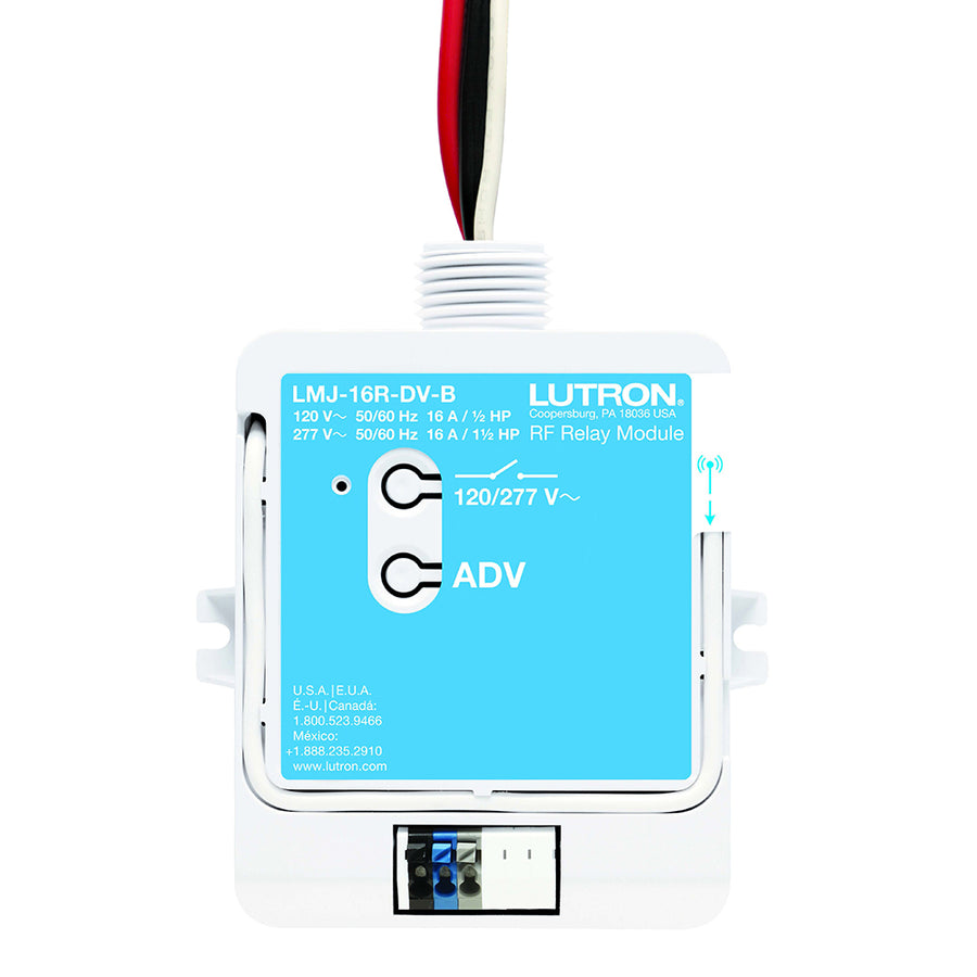 Lutron RF Relay Module with Softswitch, 16A Lighting/.5 HP(120V), 1.5 HP(277V) Motor, 120/277V, LMJ-16R-DV-B