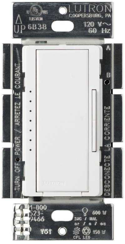 Lutron Maestro LED+ Dimmer Switch, 150W LED, Single Pole/Multi-Location, No Neutral Required,120V, MACL-153M-WH, White