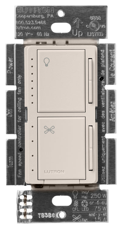 Lutron Maestro Dual LED+ Dimmer and 4-Speed Fan Control, No Neutral Required, 1.5A Fan, 75W LED Light, 120V, Single Pole, MACL-LFQ-TP, Taupe