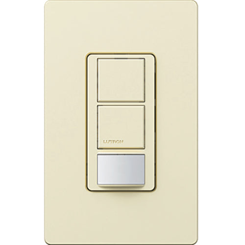 Lutron Maestro Partial-On Dual Circuit Motion Sensor Switch, 6A Light, 120-277V, Single Pole, Ground or Neutral Required, MS-OPS6-DDV-AL, Almond