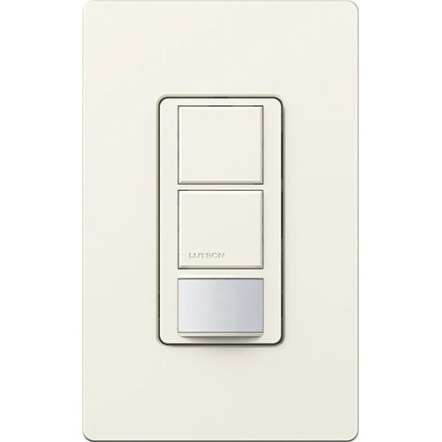 Lutron Maestro Partial-On Dual Circuit Motion Sensor Switch, 6A Light, 120-277V, Single Pole, Ground or Neutral Required, MS-OPS6-DDV-BI, Biscuit