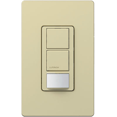 Lutron Maestro Partial-On Dual Circuit Motion Sensor Switch, 6A Light, 120-277V, Single Pole, Ground or Neutral Required, MS-OPS6-DDV-IV, Ivory