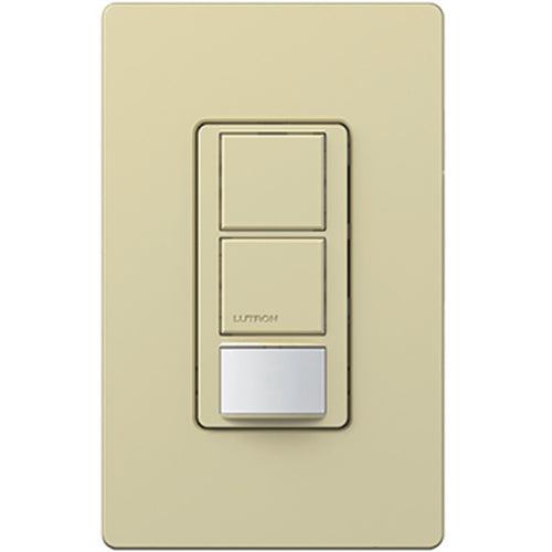Lutron Maestro Partial-On Dual Circuit Motion Sensor Switch, 6A Light, 120-277V, Single Pole, Ground or Neutral Required, MS-OPS6-DDV-IV, Ivory