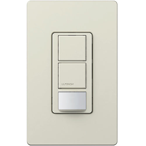 Lutron Maestro Partial-On Dual Circuit Motion Sensor Switch, 6A Light, 120-277V, Single Pole, Ground or Neutral Req'd, MS-OPS6-DDV-LA, Light Almond