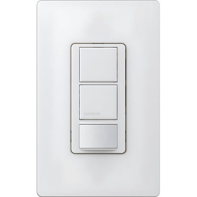 Lutron Maestro Partial-On Dual Circuit Motion Sensor Switch, 6A Light, 120-277V, Single Pole, Ground or Neutral Required, MS-OPS6-DDV-SW, Snow