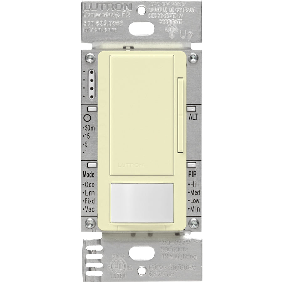 Lutron Maestro 0-10V Motion Sensor/Dimmer Switch, 8A, Neutral Optional, 120-277V, Single Pole/Multi-Location, MS-Z101-AL, Almond