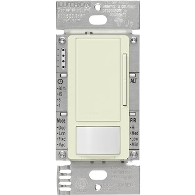 Lutron Maestro 0-10V Motion Sensor/Dimmer Switch, 8A, Neutral Optional, 120-277V, Single Pole/Multi-Location, MS-Z101-BI, Biscuit