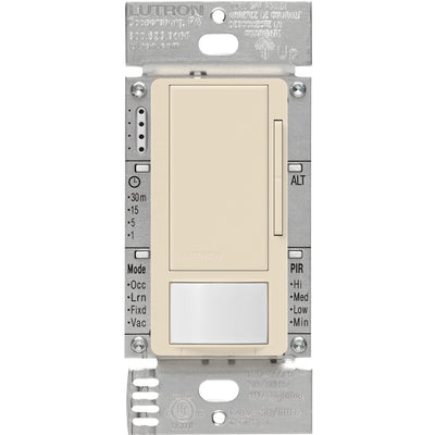 Lutron Maestro 0-10V Vacancy Sensor Dimmer Switch, 8A, Neutral Optional, 120-277V, Single Pole/Multi-Location, MS-Z101-V-LA, Light Almond